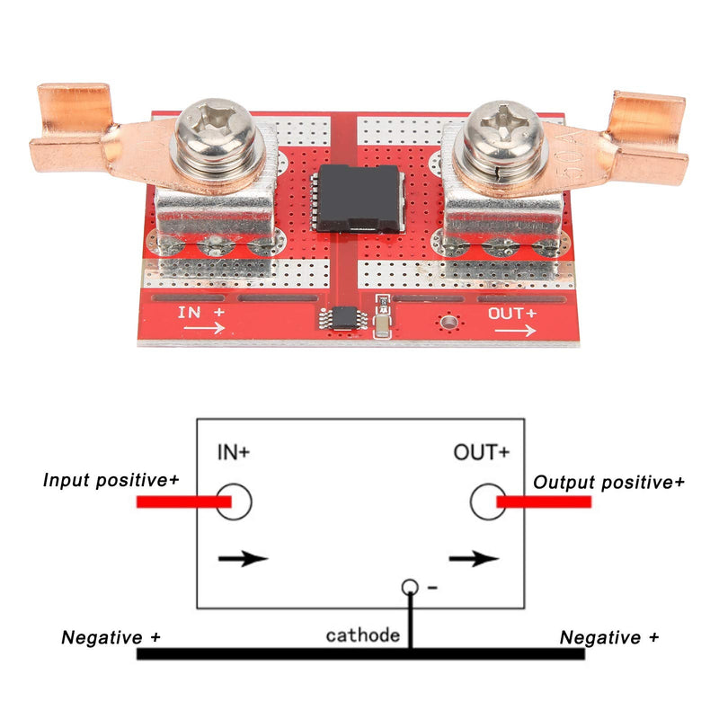 DEWIN Ideal diode, 50 A high current diodes, solar charging, anti-backflow protection board, positive low resistance for charging protection against irrigation, for parallel connection of solar cells