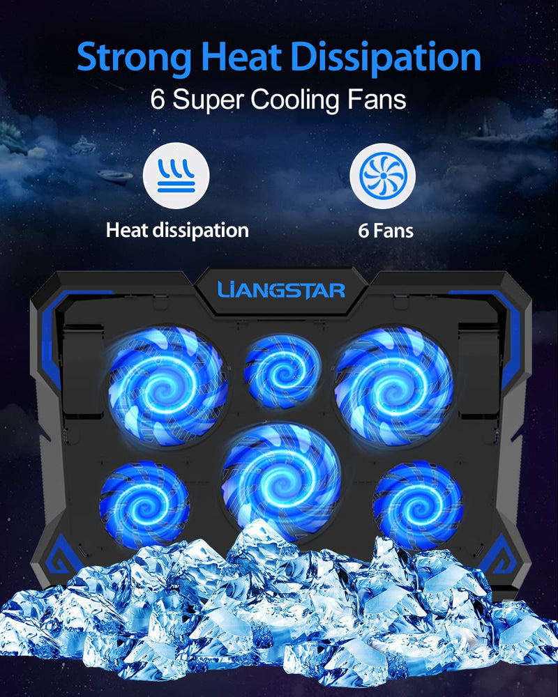 Laptop Cooling Pad with 6 Quiet Led Fans for Gaming Working with Phone Holder