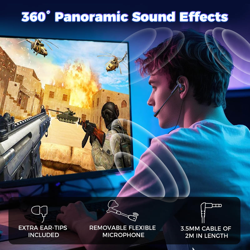 [AUSTRALIA] - BlueFire Wired Gaming Earbuds with Microphone, Deep Bass in-Ear Monitors Earphones, HiFi Noise Cancelling Headphones for Music Gaming Video Calling 
