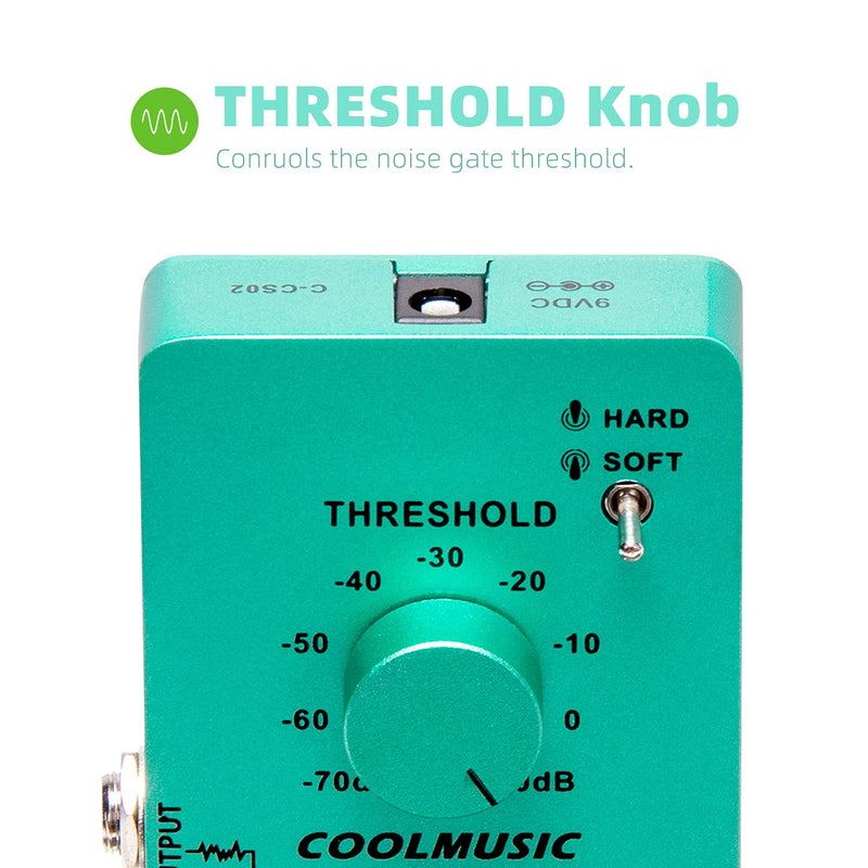 COOLMUSIC C-CS02 Noise Guitar Effect Pedal, Noise Killer Guitar Pedal Noise Suppressor Effect 2 Modes for Electric Guitar and Bass True Bypass