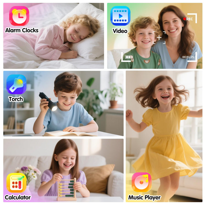 Kids Game Smart Watch for Kids with 24 Puzzle Games HD Touch Screen Camera Video Music Player Pedometer Alarm Audiostory Flashlight 12/24hr Kid Watch Gift for 4-12 Year Old Boys Girls Toys for Kid Silver Black