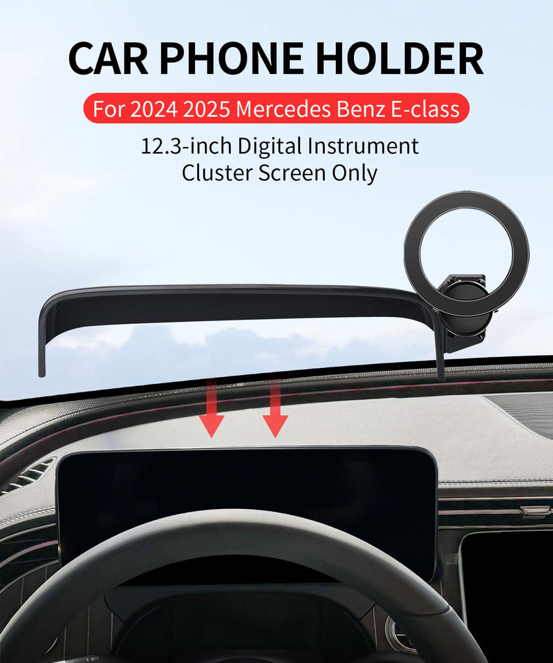 Car Phone Holder for Mercedes-Benz E-Class 2024-2026, 12.3" Screen Mount | Magsafe Accessories Magnetic Cell Phone Mount Clip Compatible with iPhone, 3D fit Stable Dashboard Navigation Bracket Stand