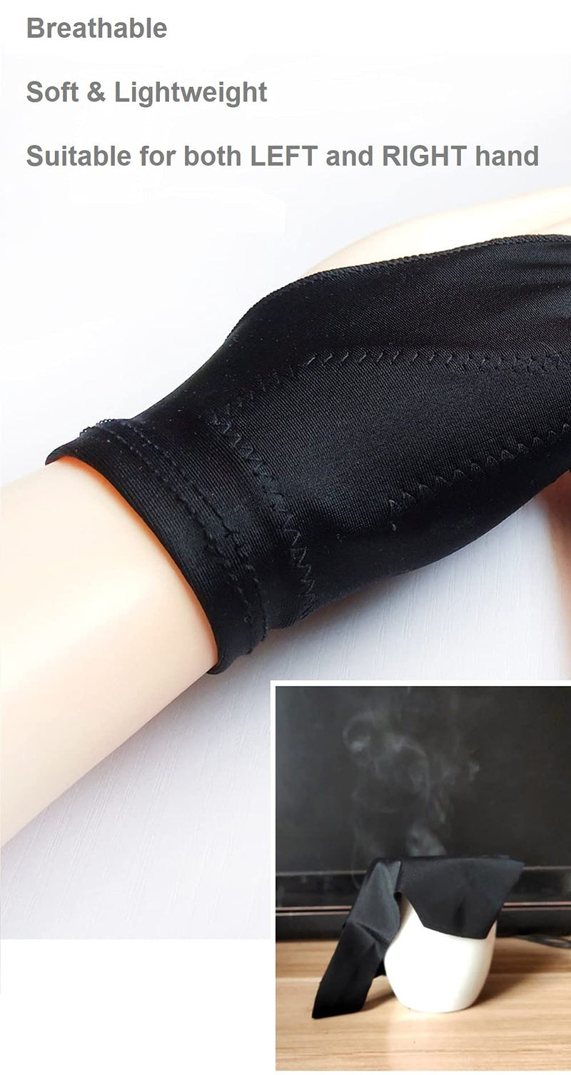 WSWBD Drawing Glove, Digital Art Glove for Graphic Tablet, Artist Gloves with Two Fingers for iPad, Paper Sketching, Smudge Guard, Palm Rejection, Suitable for Left and Right Hand (2 PCS), XS