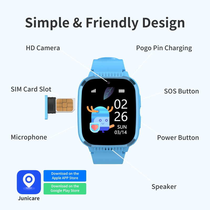 4G Kids Smart Watch Boys with GPS Tracker & Call Phone Age 5-12, Light Blue | 1.85" SmartWatch for Kids with SOS Calling, School Mode, Parental Controls,12/24 Hr, Text Message, HD Video Call, Voice Chat