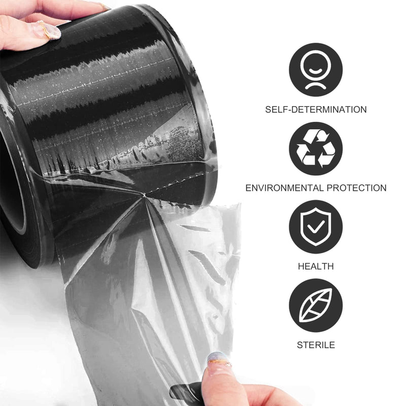 Dental Protective Film, 1200 Sheets, PE Disposable Protective Film, Plastic Tattoo Protective Film for Dental Materials, Barrier Film, Sticky (Black) Black