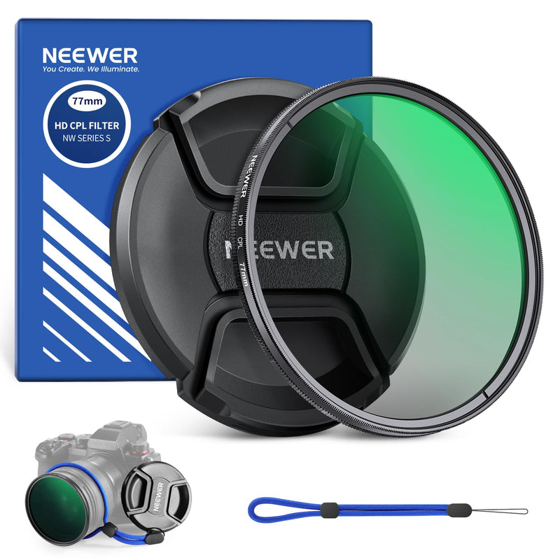 [AUSTRALIA] - NEEWER 77mm CPL Filter with Lens Cap, Ultra Slim Multi Resistant Nano Coated Circular Polarizing Filter with HD Optical Glass for Camera Lens, Reduces Reflection & Glare, Boosts Contrast CPL w/Lens Cap 