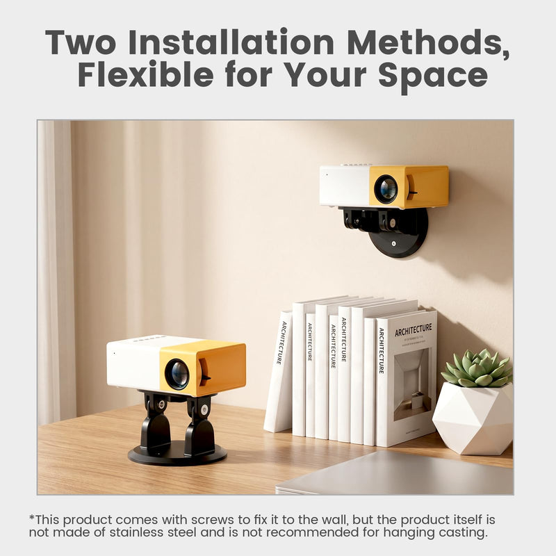 Projector Stand, Universal 1/4" Screw 180°Tilt Adjustable Mini Projector Mount, Ultra-Light 110g Portable Tabletop & Wall-Mount Bracket for Home Theater, Bedroom, Office, Outdoor Movies