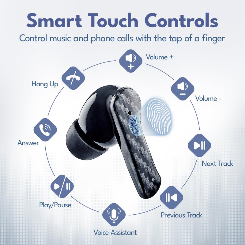 Groovz Plus True Wireless Earbuds with Wireless Charging Case - Designed in the USA - IPX4 Water Resistant Bluetooth Earbuds Compatible with Apple & Android - 46Hr Battery - Dual Microphone -Oil Slick