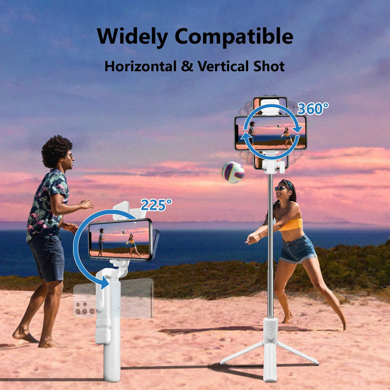 [AUSTRALIA] - Selfie Stick Tripod, 40 in Retractable Phone Tripod with Wireless Remote Control & Light, Portable Selfie Stick Tripod for Photograph, Live Streaming, Video Recording, Compatible with All Cellphones White 