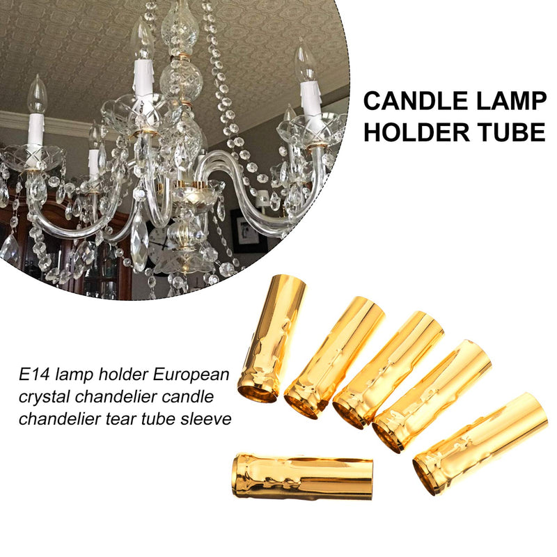 [AUSTRALIA] - OSALADI Pack of 6 E14 Candle Holder Sleeves Iron Candle Lamp Holder Cover Metal Chandelier Light Cover Candelabra Base Golden 