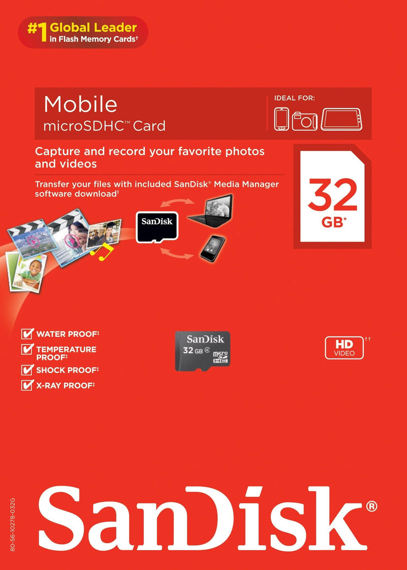 SanDisk microSDHC 32GB Flash Memory Card, Black, SDSDQM-032G-B35 (Retail Packaging)