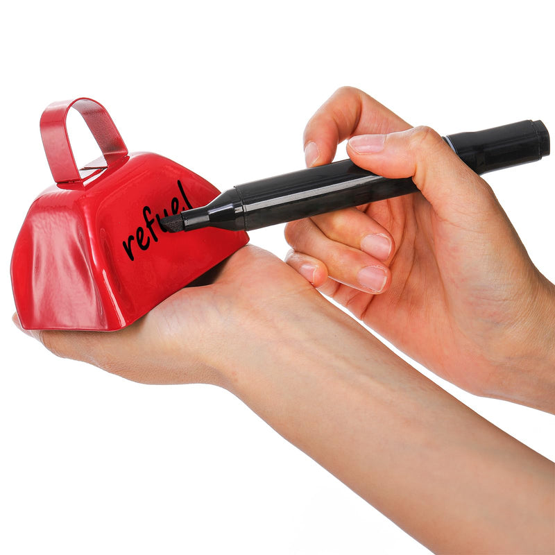 Foraineam 12 Pcs Cow Bells, Metal Loud Call Bell Alarm Noisemakers with Handle, Cowbells Hand Percussion Musical Instruments for Sporting Football Events, Weddings, Team Cheering, New Year's Eve