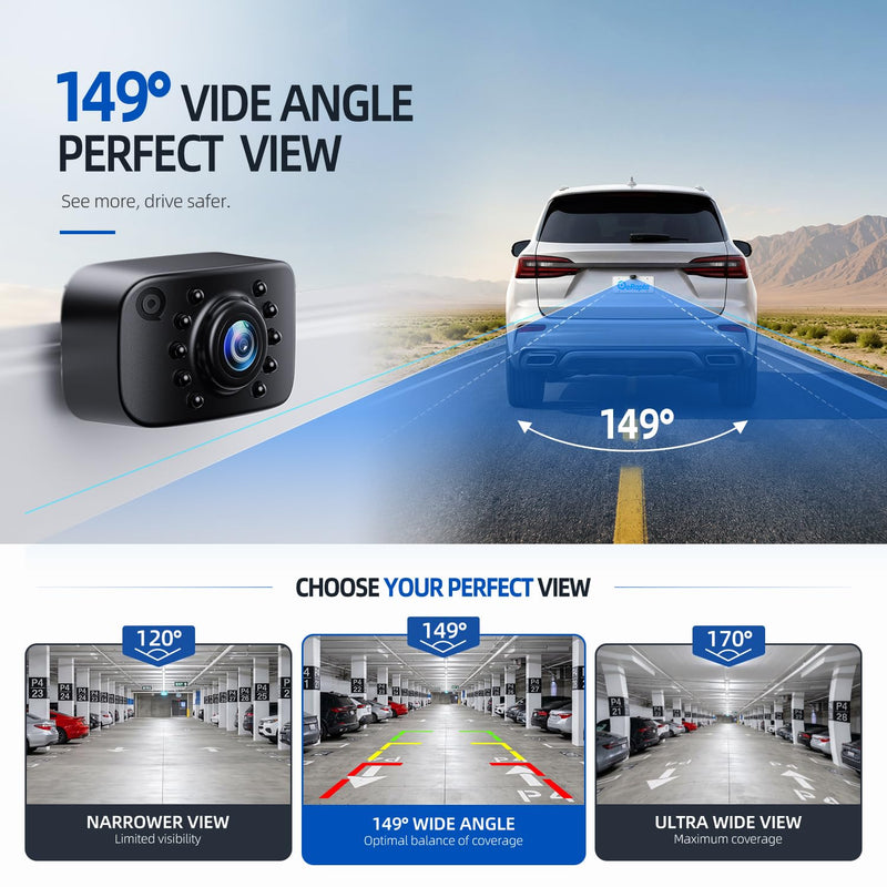 eRapta Backup Camera, AHD & CVBS License Plate Rear/Front View Back Up Camera for Car/Truck/SUV/Pick up, IP69K Waterproof LED Universal Reverse Camera-AGQT01 Dark Black
