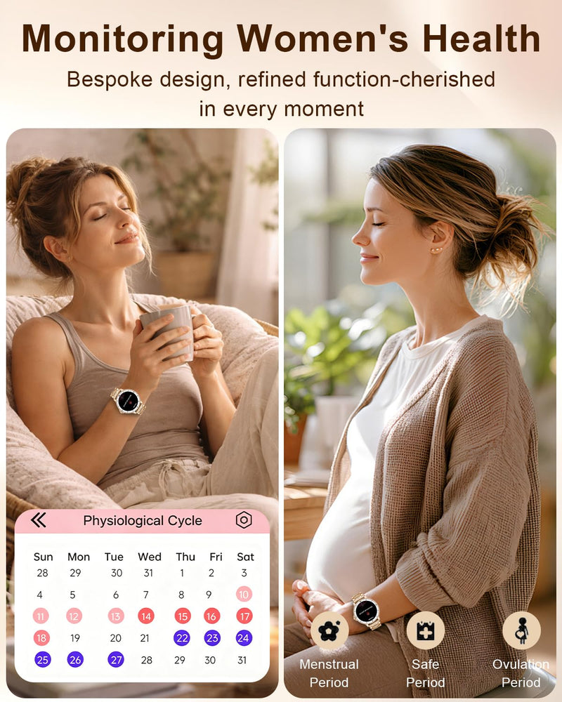 Smart Watches for Women(Answer/Make Call) with Diamond, 1.27" HD Bluetooth Smartwatch for Android iOS Phones, IP68 Fitness Tracker with Heart Rate SpO2 Sleep Monitor, 120+ Sport, Rosegold Rose Gold