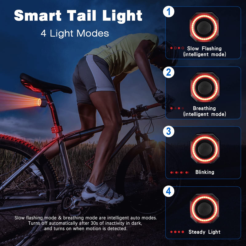 WSDCAM Bike Alarm & Smart Bike Tail Light Alarm Bike Brake Light Auto ON/Off Bike Antitheft Alarm with Remote, Waterproof Bicycle Alarm Rear Bike Light Bicycle Tail Light Rechargeable