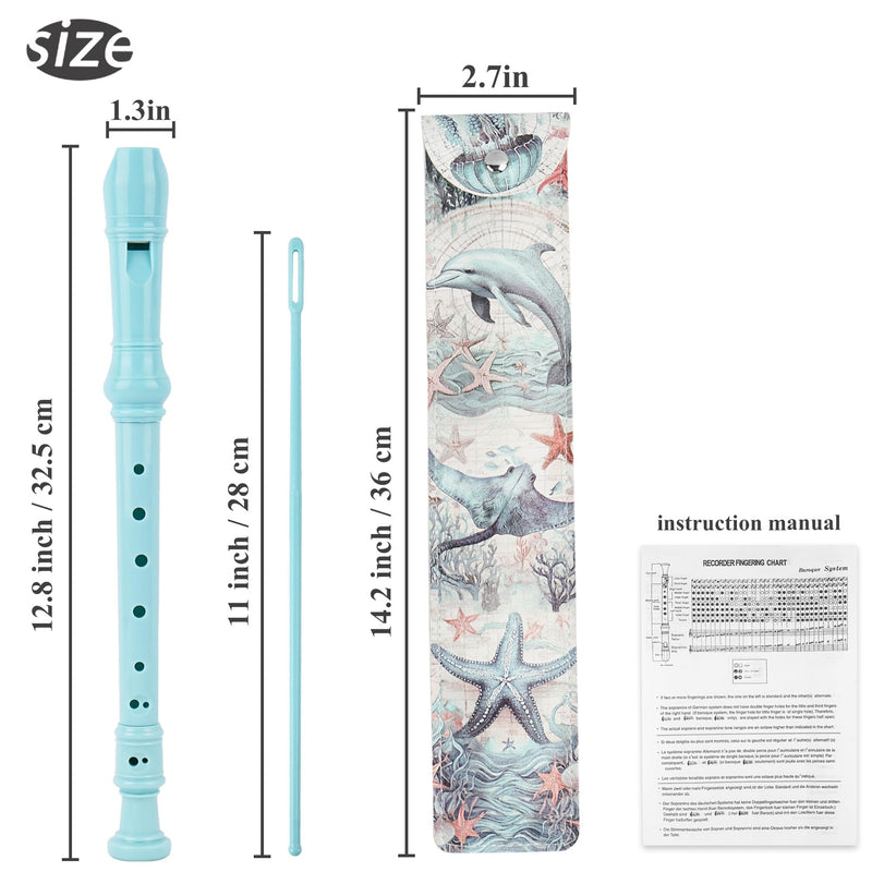 [AUSTRALIA] - QIELIZI Recorder Instrument for Beginner Adults,8-Hole Soprano Descant Recorder Music Flute with with Cleaning Rod & Leather Case For Home Entertainment(2-Sea World2) 2-Pack 2-Sea World2 