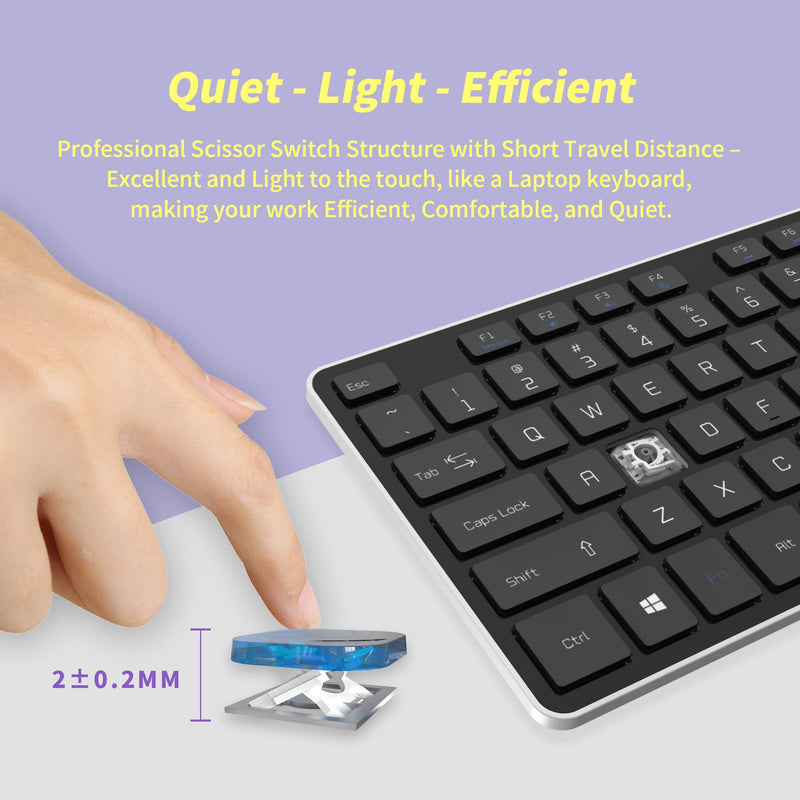 BFRIENDit Wireless Keyboard Ultra - Quiet Chocolate Keys 2.4GHz Connection Slim Wireless Computer Keyboard for Windows 10/8/7/Vista, Microsoft & PC, Smart TV, RF1430K - Black