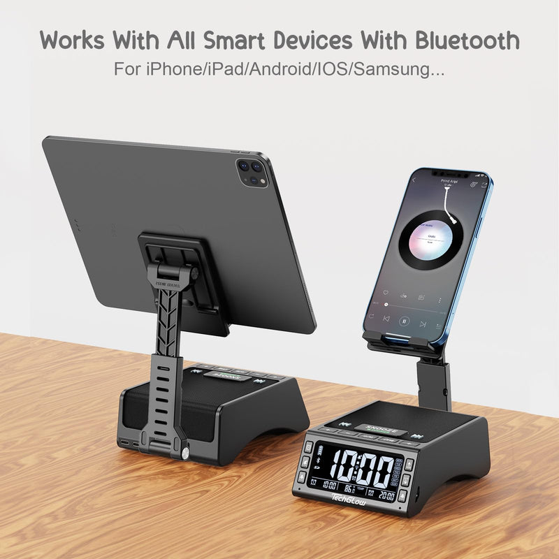 Gifts for Men Women Foldable Cellphone Stand with Bluetooth Speaker Charging Station Birthday Gift Idea for Mom Dad Cool Gadget Tech Gifts Black