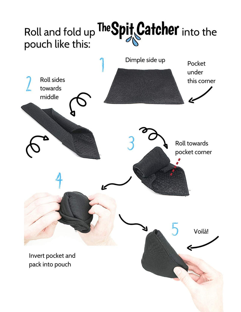 The Original Spit Catcher by Brasstache - For Brass/Wind Instruments, Ultra-Absorbent and Leakproof, Multi-layered Cloth Pad to Empty Your Spit, Self-Packing…… (Single) Single