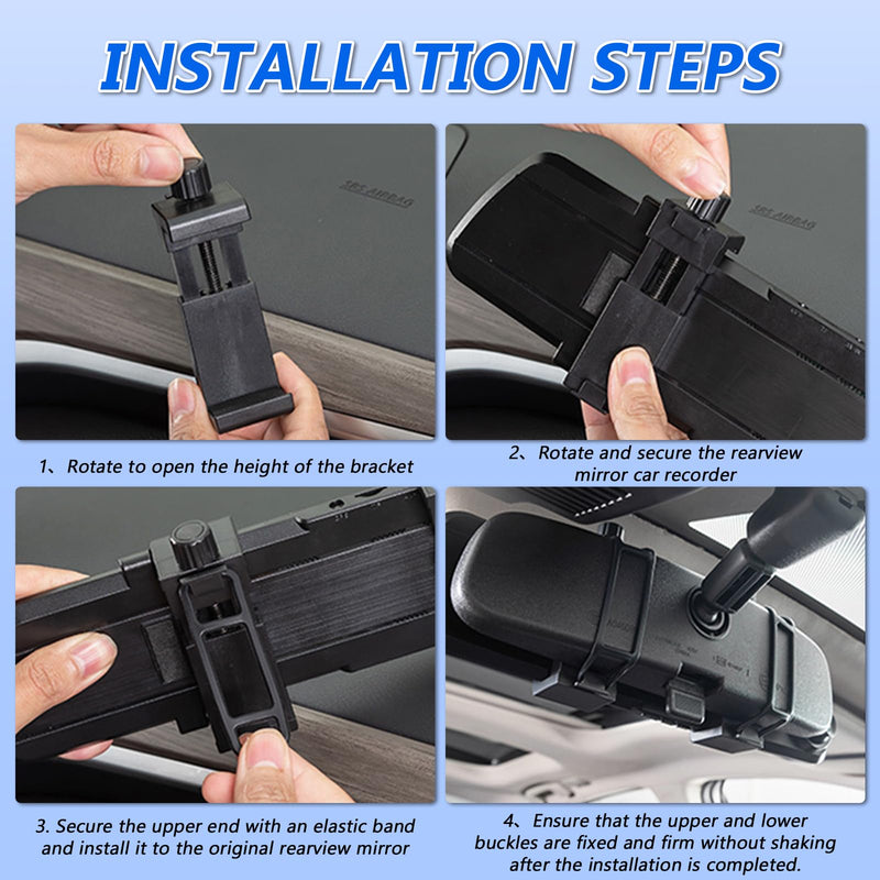[AUSTRALIA] - Universal Rearview Mirror Dash Cam Mount - High - Strength, Tool - Free, Adjustable Size 