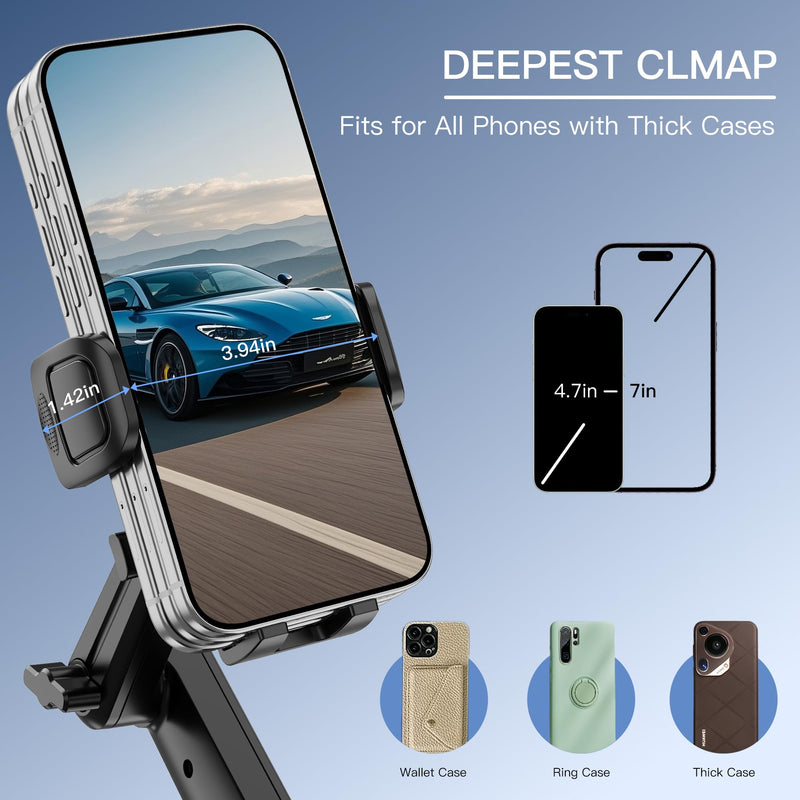 Cup Phone Mount for Car, Cup Phone Holder [2026 Upgraded] 20.5" Height Long Arm Phone Mount for Your Car/Truck/SUV Fit All 4.0-7.0in Smartphones iPhone, No Shake Design