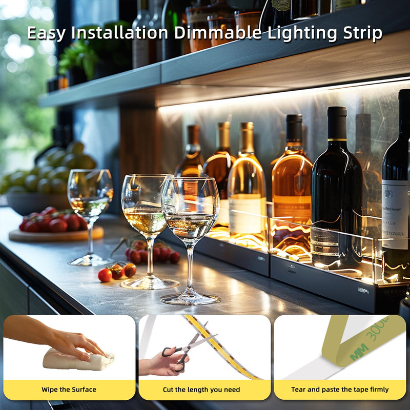 Led Strip Lights 5V USB 6.56ft/2m 640 LEDs Touch stepless Dimmable USB COB LED Strip Light 6500K White 10W Flexible 5v led for Bedroom Kitchen,Room Decor,3D Printing Lighting (3Pack) 6.56FT/6500K White (3Pack)