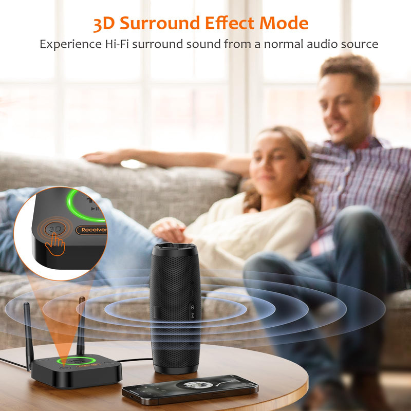 [AUSTRALIA] - [Upgraded] 1Mii B06Pro Long Range Bluetooth Receiver, HiFi Wireless Audio Adapter, Bluetooth 5.3 Receiver with 3D Surround aptX HD Low Latency Optical RCA AUX 3.5mm Coaxial for Home Stereo System B06Pro Black 