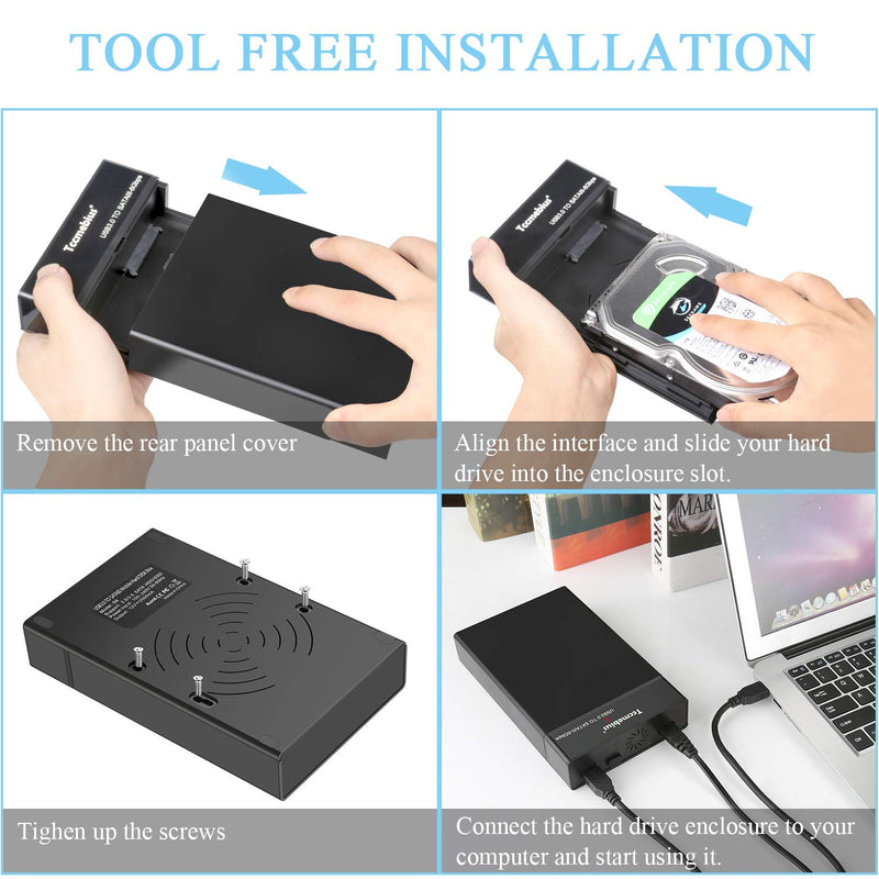 Tccmebius External Hard Drive Enclosure USB 3.0 to SATA Docking Station for 2.5/3.5 Inch SATA I/II/III HDD SSD, Up to 10TB, Support UASP & Automatic Sleep Function, Tool-Free (TCC-S8)