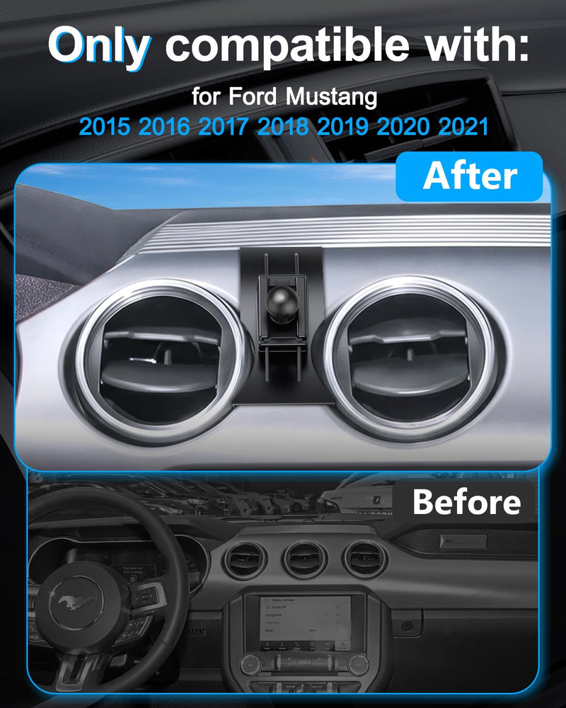 ELOHEI Custom Fit Phone Mount for Ford Mustang with Custom Base | Car Phone Holder for Ford Mustang 2015 2016 2017 2018 2019 2020 2021 Car Accessories HE05