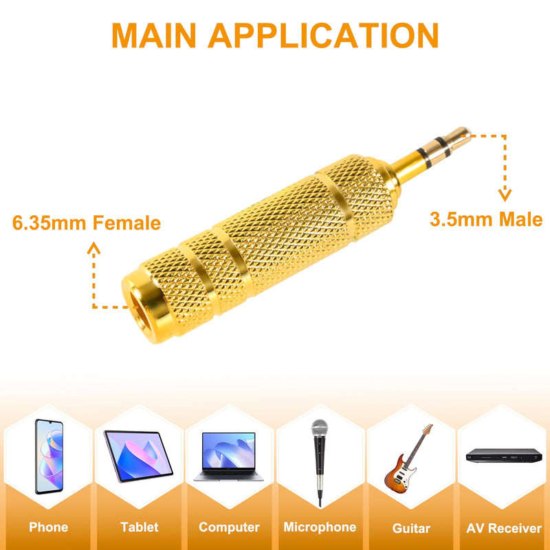 4 Pack Headphone Jack 3.5mm (1/8 inch) Male to 6.35mm(1/4 inch) Female Adapter and 6.35mm（1/4） to 3.5mm(1/8) Audio Adapter,Stereo Audio Jack Adapter for Player, Headphone,Guitar Amplifier