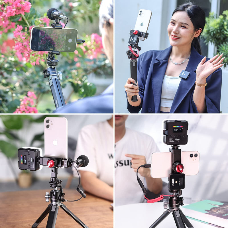 PICTRON Metal Phone Tripod Mount 3 Cold Shoes & Arca Port, 360° Smartphone Tripod Adapter for iPhone Samsung Cell Phone Stand Holder for Desktop Tripod Video Live Streaming Vlogging Rig ST-27