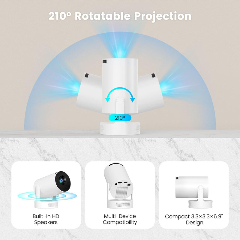 [AUSTRALIA] - Mini Projector with WiFi and Bluetooth, Portable Projector 4k 1080P Support 5w Sound Base Speaker, 170 ANSI, Android 11, Auto Vertical Keystone Smart Proyector for Home Bedroom Outdoor, HY300 Ultra 