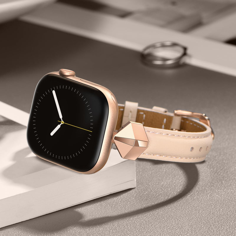 WFEAGL Leather Band Compatible with Apple Watch Bands Women 38mm 40mm 41mm 42mm(Series 11/10),Dressy Slim Grain Genuine Leather band for iWatch SE Series 11/10/9/8/7/6/5/4/3/2/1