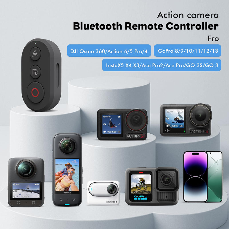 [AUSTRALIA] - YDW Bluetooth Remote Controller Compatible with DJI Osmo 360/Action 6/5 Pro/4,for Insta 360X5 X4 X3/Ace Pro2/Ace Pro/GO 3S/GO 3 Wireless Remote Controller,114FT Range Action Camera Accessories 