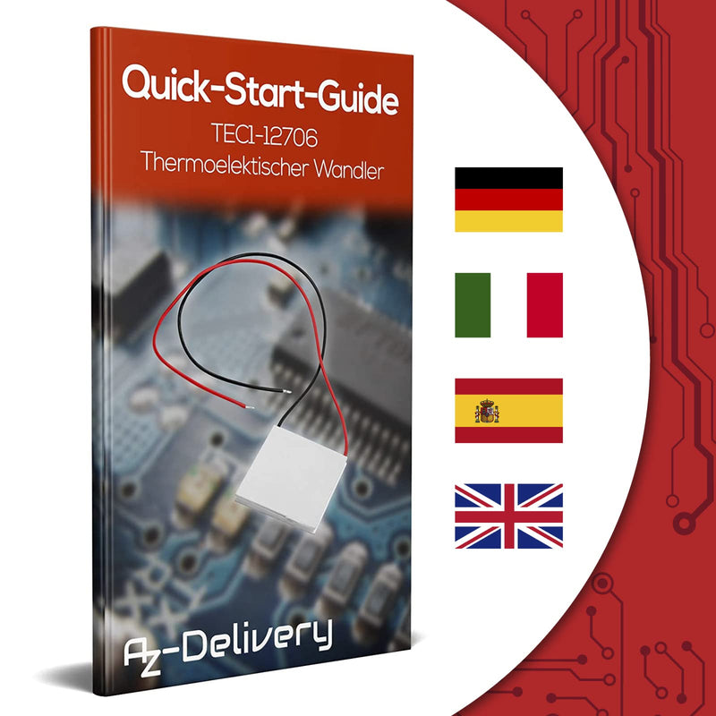 AZDelivery Thermoelectric Peltier Module TEC1-12706 Peltier Cooler 12 V with E-Book 1