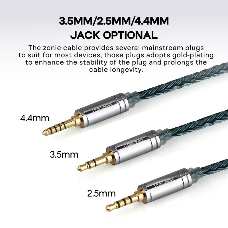 Linsoul KZ ZS10 Pro in Ear Earphones (Without Mic, Glare Blue) +Tripowin Zonie 16 Core Cable(Recessed 2pin, 3.5mm, Moss)