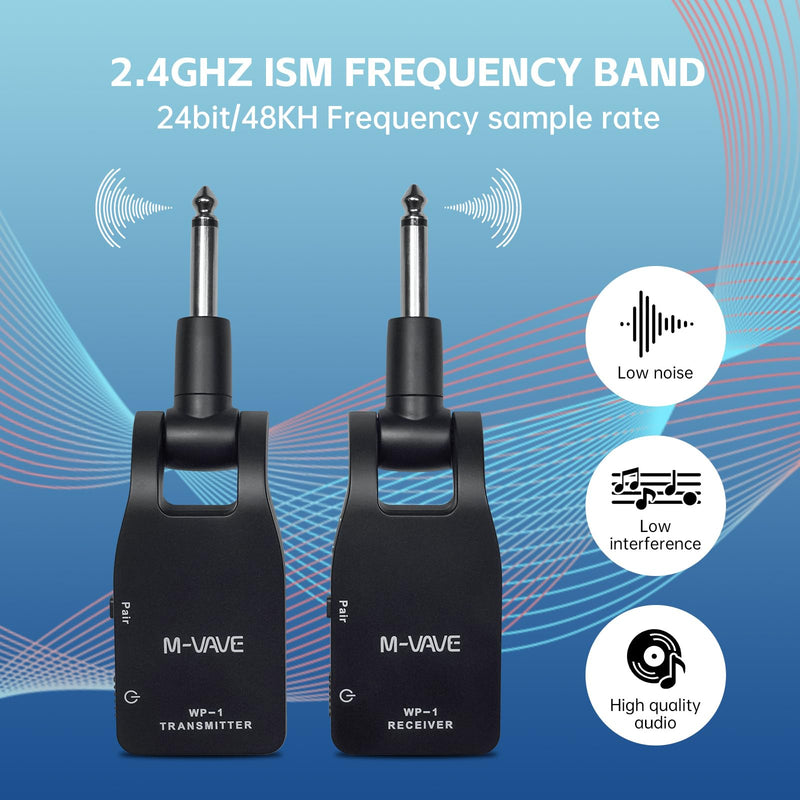 [AUSTRALIA] - M-VAVE 2.4GHz Wireless Guitar System Built-in Rechargeable Upgrade Wireless Guitar Bass Transmitter Receiver for Electric Bass 