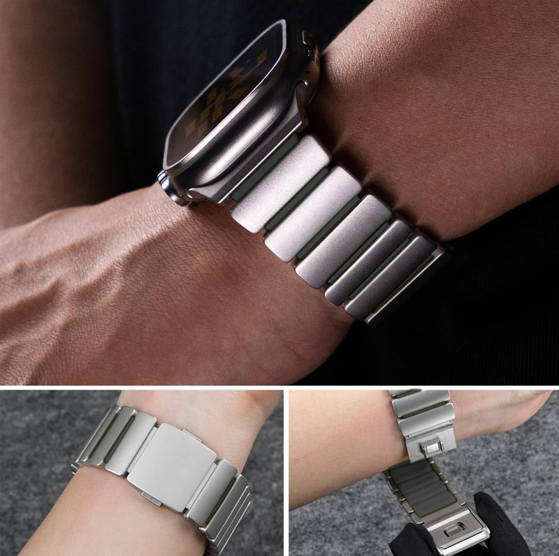 Titanium Band for Apple Watch 11/10/9, Ultra 3, SE 3, Silicone Lined, DLC | MaKTech DLC Scratch-Resistant, Magnetic Clasp, Lightweight Bracelet, for Apple Watch 11/10/9/8/7/6/5/4, Ultra 3/2/1, SE 3/2/1 46mm/45mm/44mm/49mm Titanium/Black