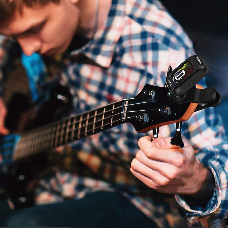 Clip-On Tuner for Guitar, Bass, Ukulele, Violin, Viola, Chromatic Tuning Modes, 360 Degree Rotating, Fast & Accurate, Easy to Use