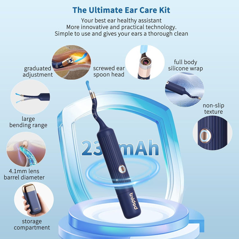 Ear Wax Remover Otoscope, Ear Wax Removal Camera Light Tool Set, HD Flexible Ear Cleaner, Painless Visual Tweezers Remover, for Ears/Nose/Neck Examinations, for Adults/Children