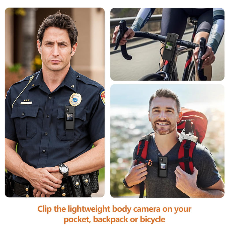 A32 128GB Body Camera, Portable Body Cam with 180° Rotatable Lens and Motion Detection, 1080P Camcorder with Audio and Video Recording for Outdoors Sports Police Delivery Cycling Helmet