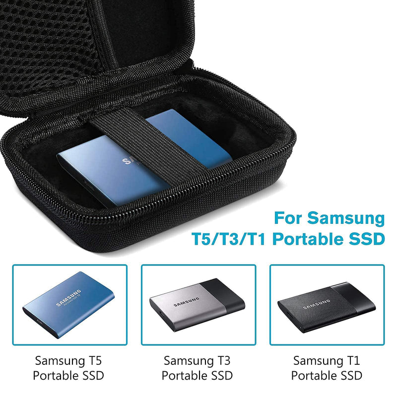 ProCase Portable Hard Drive Case Bundle with ProCase Carrying Case for Samsung T5 T3 SSD, Compact Hard Shockproof Carry Case