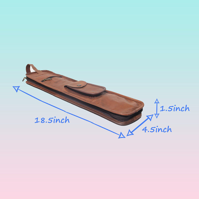 Leather Drumstick Bag Floor Tom Hooks Holds 4-5 Pairs Drum Sticks Mallets Brushes Percussion Drum Stick Bag Easy Carry Handles Drummer Gift (Brown) – DSB007