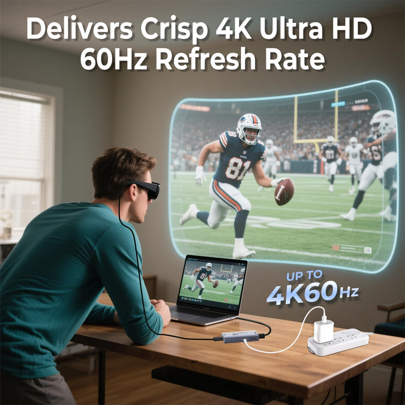 [AUSTRALIA] - Guermok AR Glasses HDMI to USB-C Display Adapter, 4K@60Hz Play and Charge XR Converter with DC 5V, for XREAL One/Air 2 Pro/RayNeo/Rokid, Switch 2/1, Xbox1, PS4/5, Portable Monitors (Sliver) 0.74FT Silver 