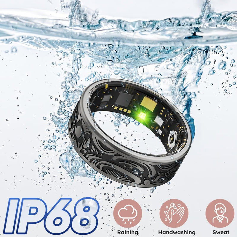 Yihou Smart Ring Heart Rate Monitor Sleep Tracker Fitness Rings Step Counter Pedometer Waterproof Health Vintage Smart Rings for Men Women Unique Anillo Inteligente, No Subscription Fee #9