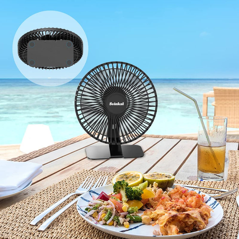 Svinkal USB Desk Fan, 6 Inch Ultra-quiet Desktop Table Fan, 90° Adjustment , USB Powered, 4 Speeds Powerful Desktop Table Fan, Portable Mini Desktop Table Fan for Home Bedroom Office RV Outdoor Travel (Black) TF61 FAN 6"