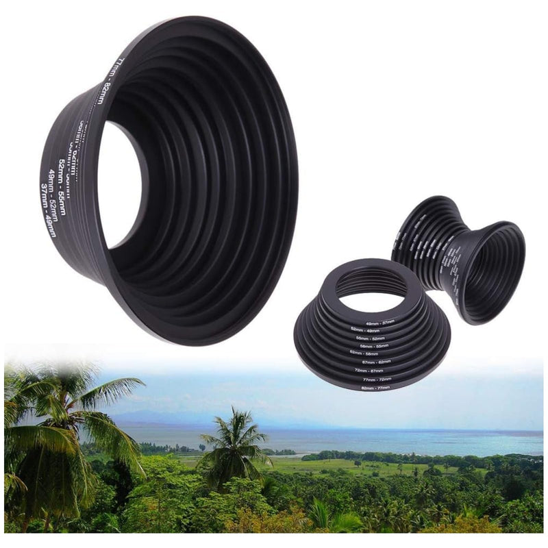 [AUSTRALIA] - Step Up Rings 18Pcs Metal Filter Ring Adapter Set - 9pcs Step Up + 9pcs Step Down Rings (37-82mm), Compatible with Digital SLR Cameras 