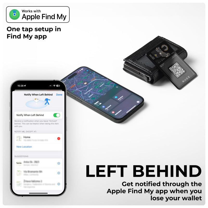 Rolling Square Aircard Wallet Tracker - Bluetooth Wallet Finder Find My Network Compatible with Business Card Feature NFC/QR Code - 0.09in Slim