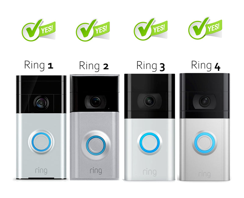 RingDoorbell 1/2/3/4 2nd Gen & 3 Plus Rain Sun Cover Hood Weather Shield Glare Protector No Drilling Needed, Black