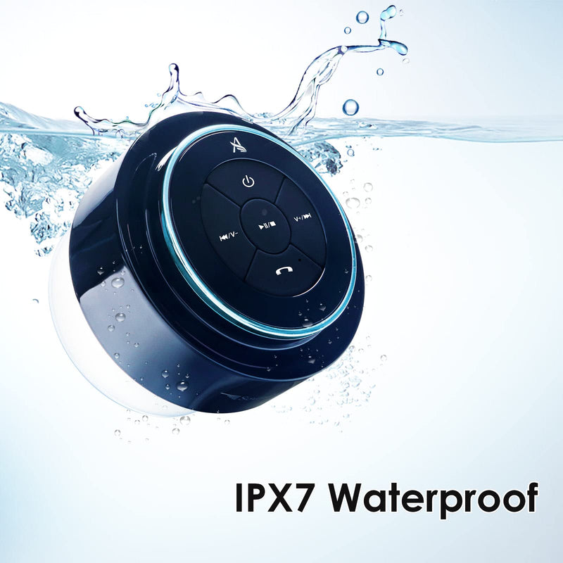 XLEADER, Upgraded, Pro Shower Speaker, Certified IPX7 Waterproof Bluetooth Speaker, with Suction Cup, Silicone Lanyard, 8W Crystal Sound&Rich Bass, 15H Playtime, Ideal Gifts - SoundAngel Mate(2 Gen) A Blue